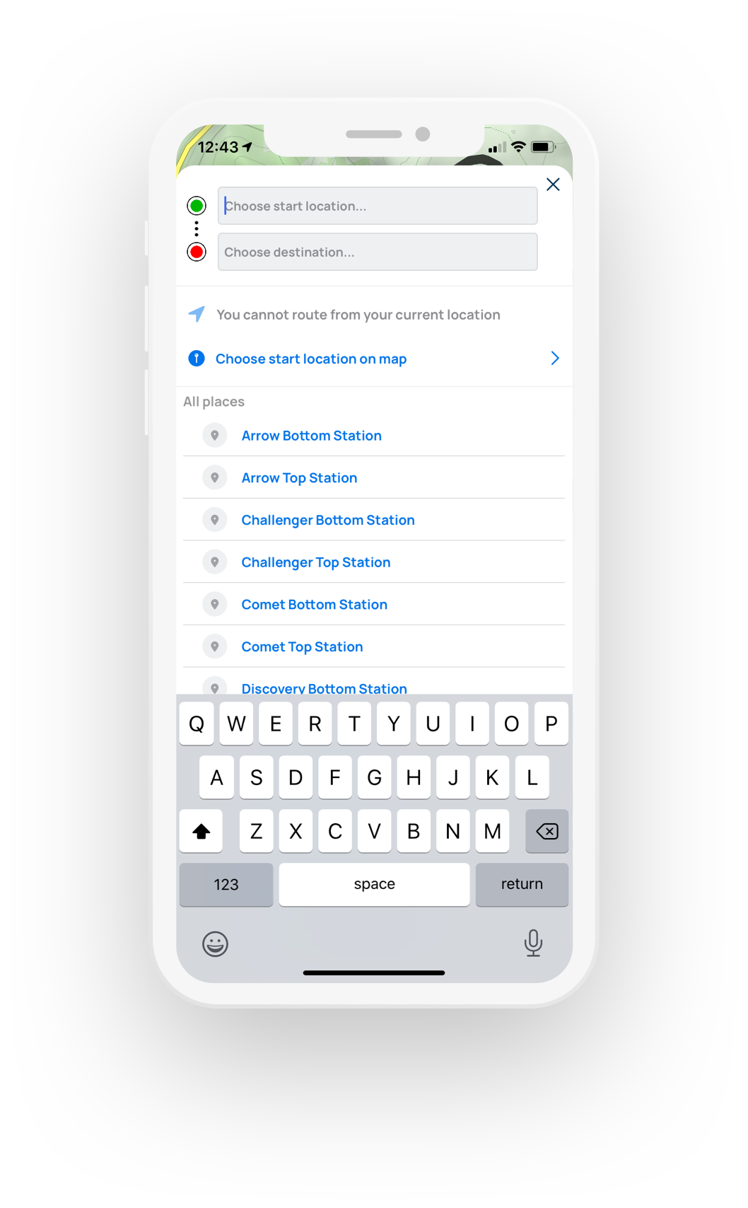 Snonav app, turn-by-turn navigation